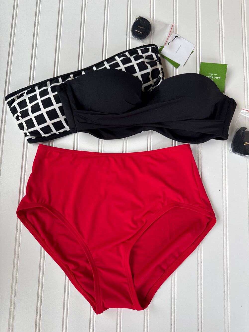 NWT Kate Spade 3 PC Swimsuit Bikinis High Waist Swim Beach Summer Bundle Size S - Picture 2 of 8